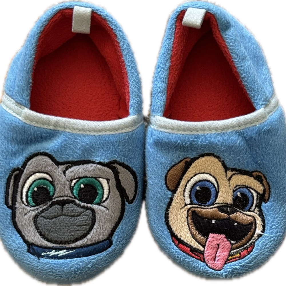 Disney Puppy Dog Pals Toddler & Kids Bingo & Rolly Plush Slippers Sz 5/6